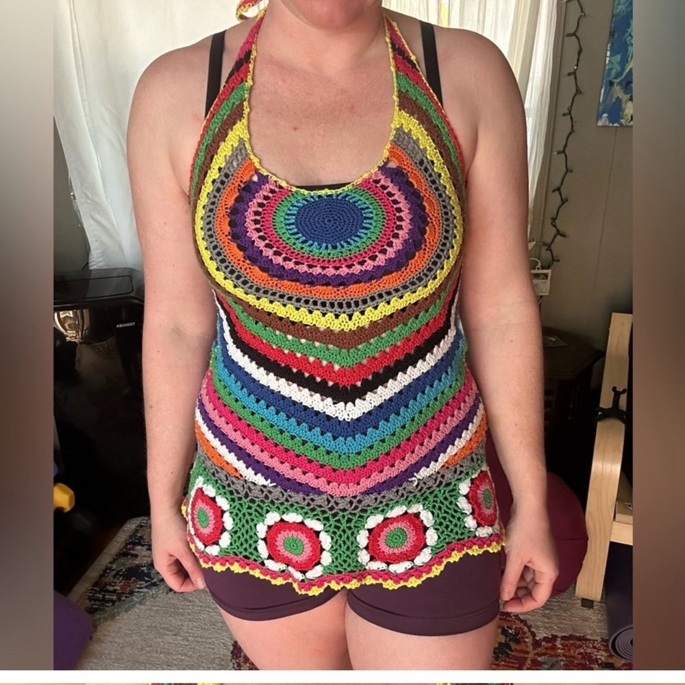 Bundle 2 items crochet top and blue pants